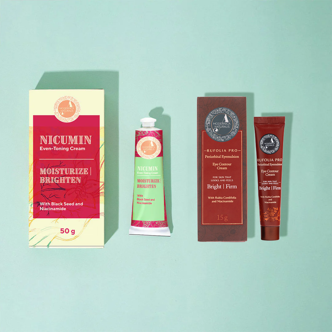 Glanzholendes Duo: Rufolia Periorbital Pro Eyemulsion und Nicumin Even-Toning Cream