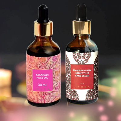 Tag & Nacht Gesichtsöl-Duo - Das beste tägliche Ayurveda-Hautöl für morgens und abends mit Haldi und Manjishta