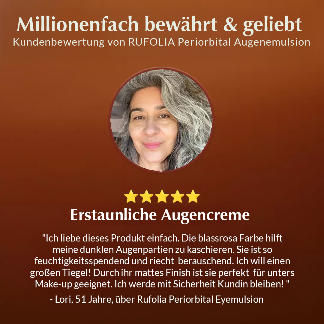 Rufolia Pro Periorbital Eyemulsion -  Augenkonturcreme – Aufhellend, straffend und feuchtigkeitsspendend für die Augenpartie – Neue Formel mit Manjistha, Aloe Vera, Lotus und Niacinamid – Beste Augencreme – Mit klinisch getesteten Inhaltsstoffen