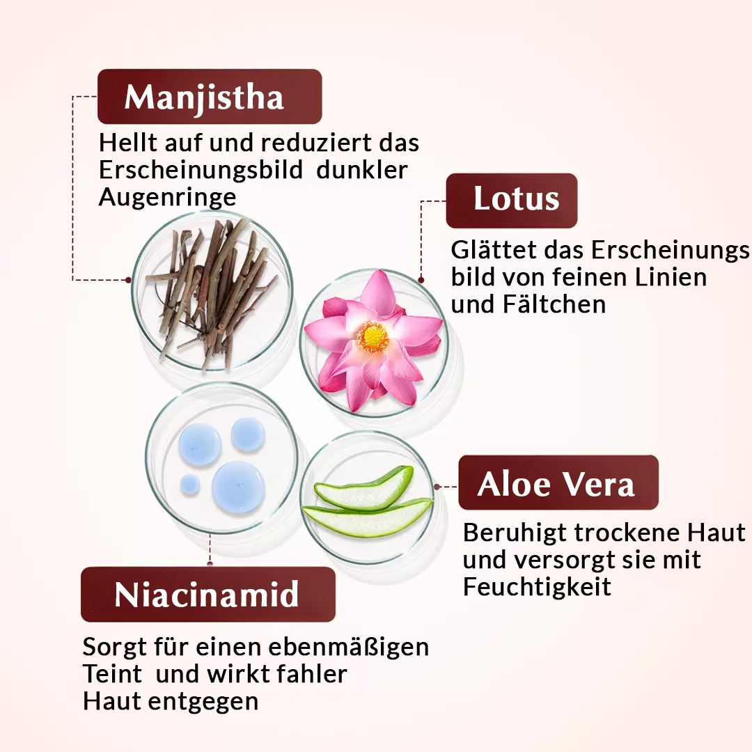 Rufolia Pro Periorbital Eyemulsion -  Augenkonturcreme – Aufhellend, straffend und feuchtigkeitsspendend für die Augenpartie – Neue Formel mit Manjistha, Aloe Vera, Lotus und Niacinamid – Beste Augencreme – Mit klinisch getesteten Inhaltsstoffen