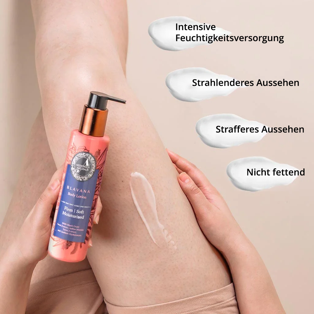 Blavana Körperlotion – spendet Feuchtigkeit, macht trockene, alternde und schlaffe Haut weich und straff – revolutionäre Formel mit schwarzem Gram – beste Körperlotion für reife Haut – mit klinisch erprobten Zutaten