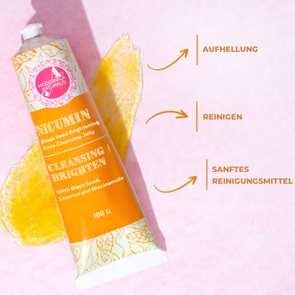 Nicumin Black Seed Brightening Face Cleansing Jelly - Mit wirksamen Extrakten aus Kalonji-Samen, Süßholz und Safran, angereichert mit Niacinamid